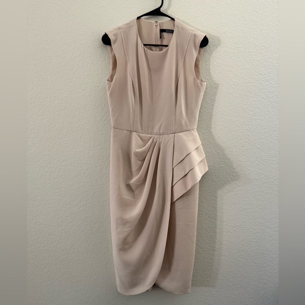 Badgley Mischka Cream Draped Sheath Dress